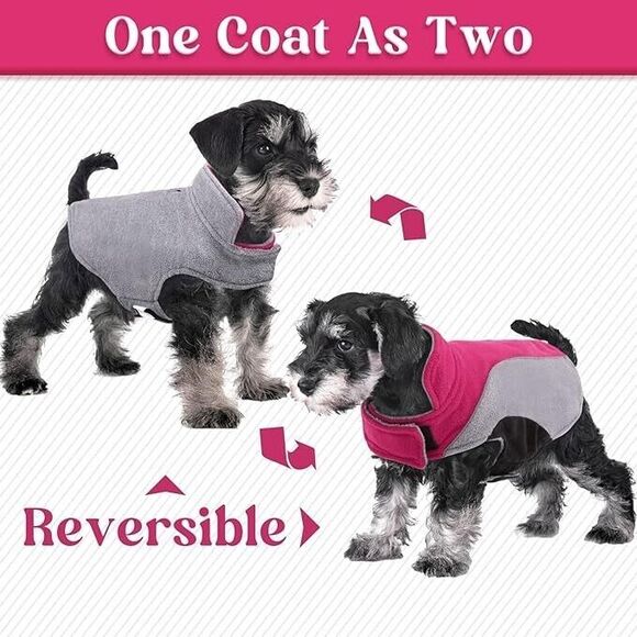 Lelepet Fleece Dog Jacket, Apparel for Cold Weather, Reversible Soft Warm 2xl - Picture 4 of 6